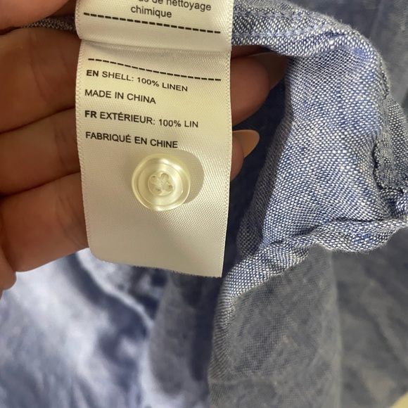 UNTUCKit 100% Linen Blue Short Sleeve Cameron Button Down Shirt Size XL‎ EUC - Picture 5 of 7